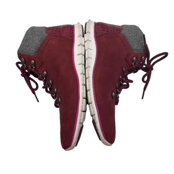 Cole Haan Zerogrand Women's Burgundy Croc Print Hiker Waterproof Boots Size 8 - Picture 6 of 8